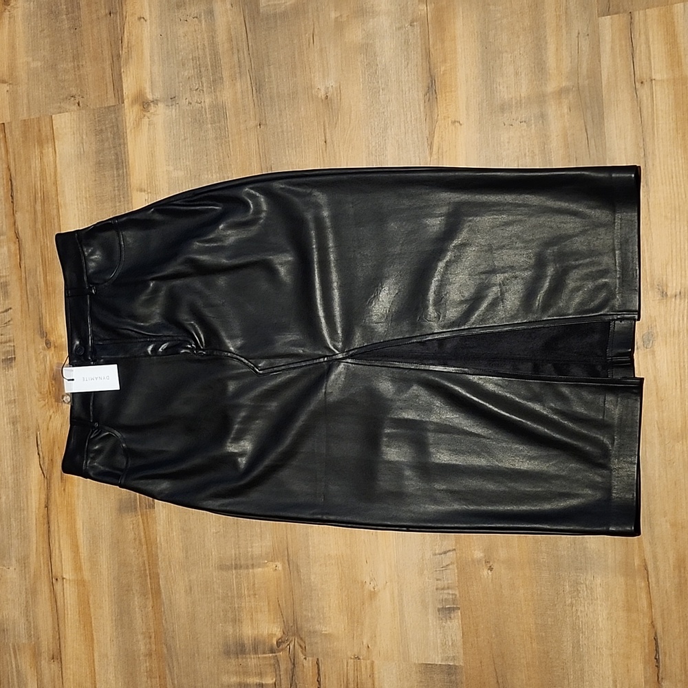 Dynamite Faux Leather Midi Skirt